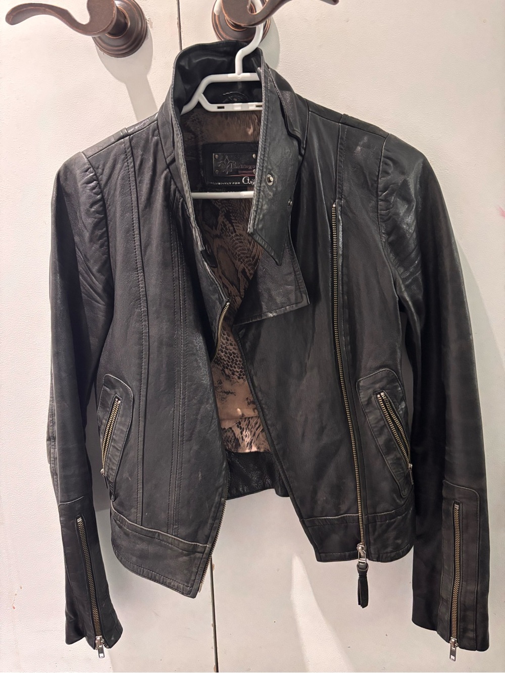 Mackage Black Leather Moto Jacket XXS